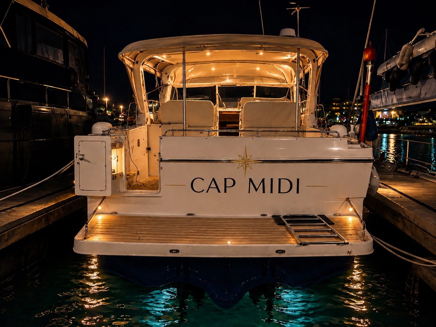 Bateau CAP MIDI dans une ambiance nocturne