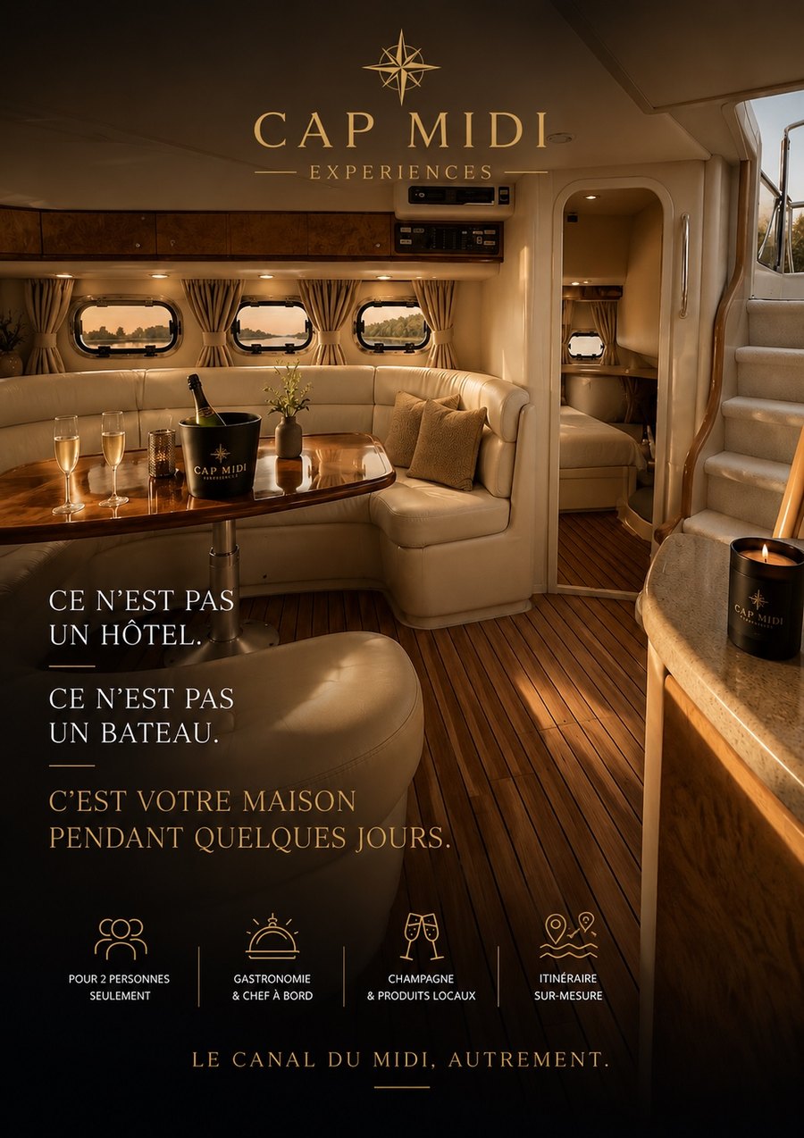 À bord de CAP MIDI — expérience fluviale premium sur le Canal du Midi