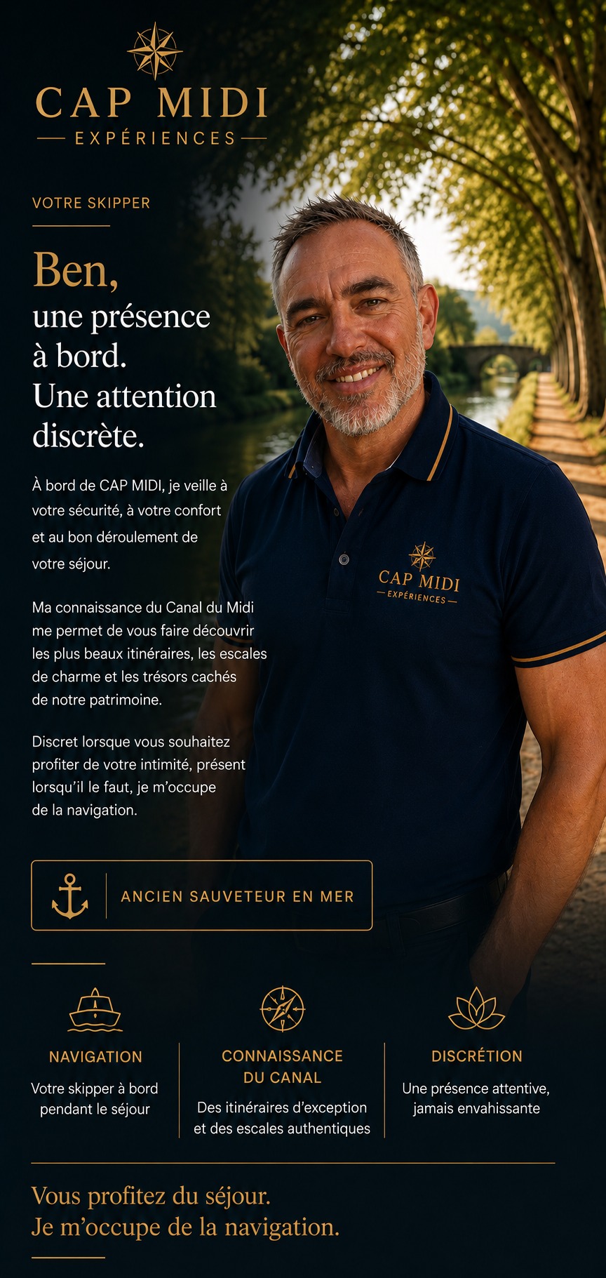 Ben, skipper CAP MIDI, ancien sauveteur en mer